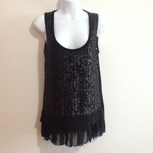 matte black sequins tank top